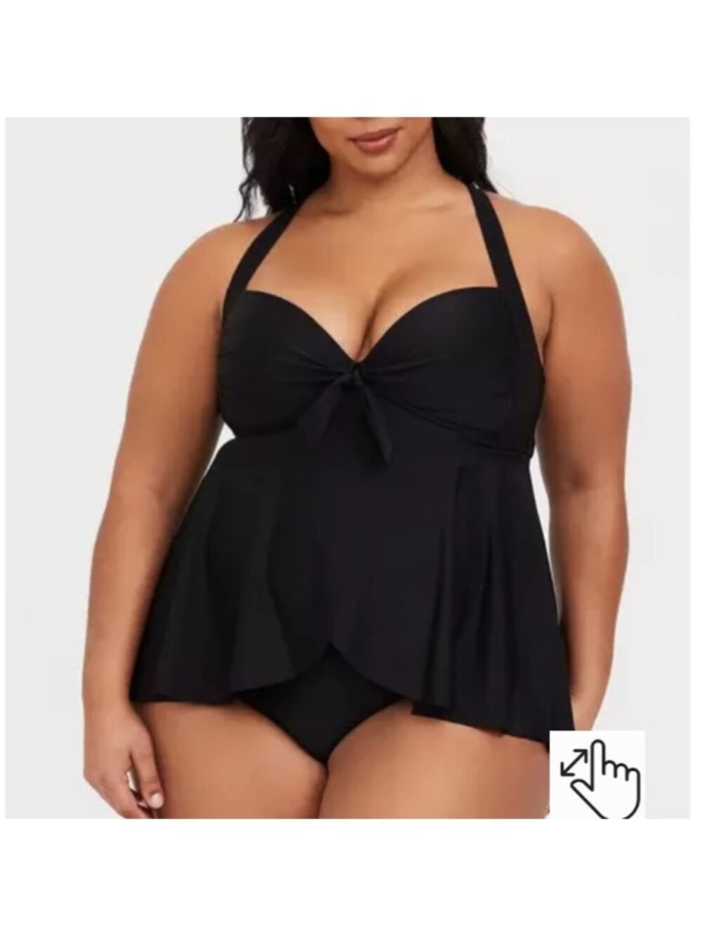 Torrid Black Tie Front Swim Dress One Piece Swimsuit Size 4 Wireless